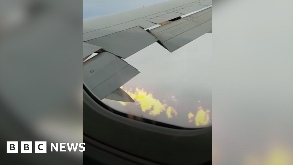 Jet flames sparked by engine failure and fuel leak